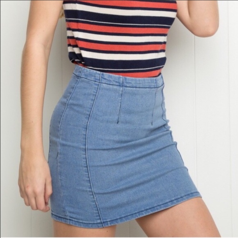 NEW RARE Brandy Melville Blue Denim Justina Skirt